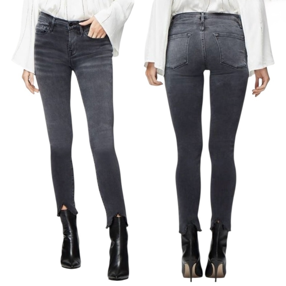 FRAME Le Skinny De Jeanne Crop Raw Triangle Hem Jean in Tull Size 26